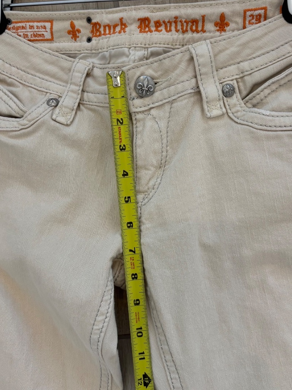 ✧ Y2K Rock Revival Low Rise Bootcut Jeans ✧Size 29, ivory - Picture 10 of 15